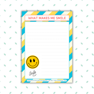 “What makes me smile” Writing Prompt Worksheet