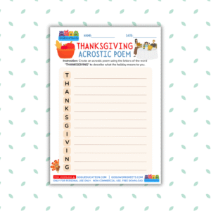 Thanksgiving Acrostic Poem