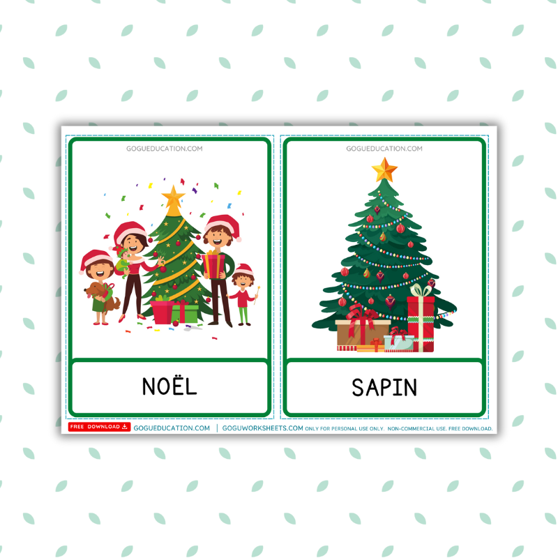 GoguWorksheets.com – Christmas Vocabulary Flashcards for Kids Gogu Education