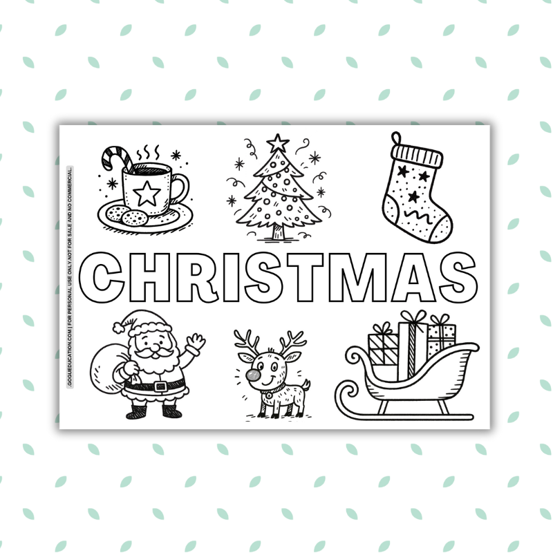 Preview GoguWorksheets.com – Coloring Word Christmas - GoguEducation.com