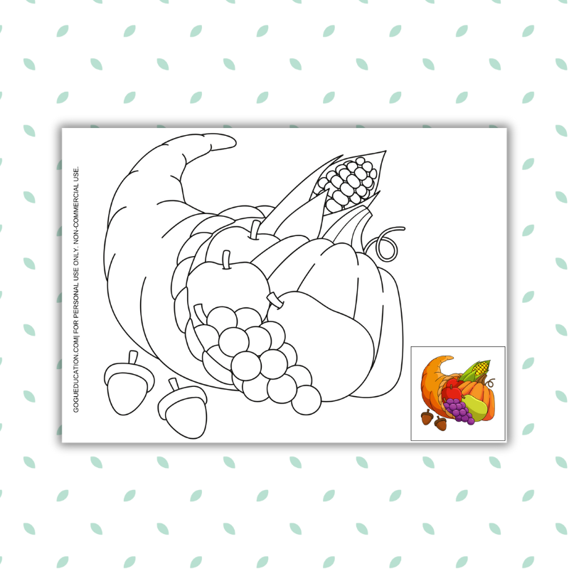 Coloring Worksheet Cornucopia Gogu Education