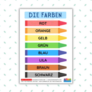 Preview German Vocabulary die Farben Colours Poster Gogu Education
