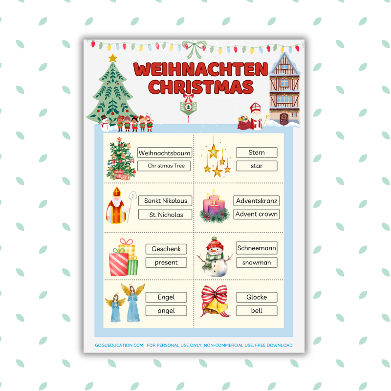 English - German - Christmas Bilingual Vocabulary