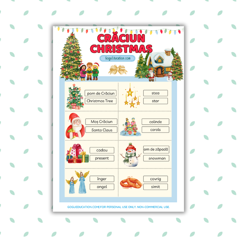 English - Romanian - Christmas Bilingual Vocabulary - Gogu Education