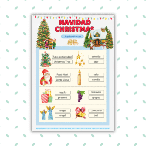 English Spanish Christmas Vocabulary
