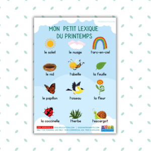French Vocabulary Spring Mon petit lexique du printemps Gogu Education