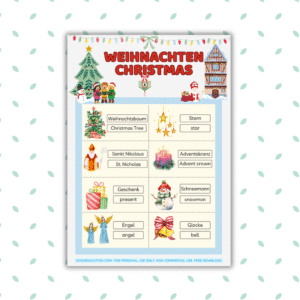GoguWorksheets.com – German English Christmas Word Mat Weihnachten - GoguEducation.com