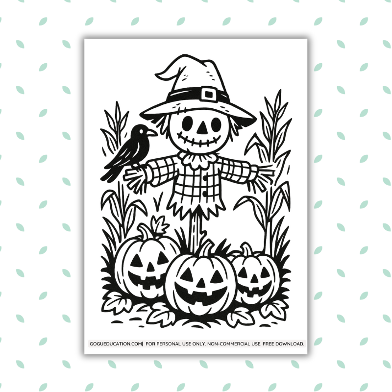 Halloween Children's Coloring Scarecrow Gogu Education