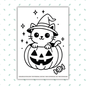 Halloween Coloring Cat Pumpkin