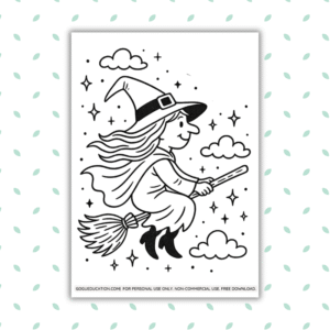 GoguWorksheets.com – Halloween Coloring Witch - GoguEducation.com