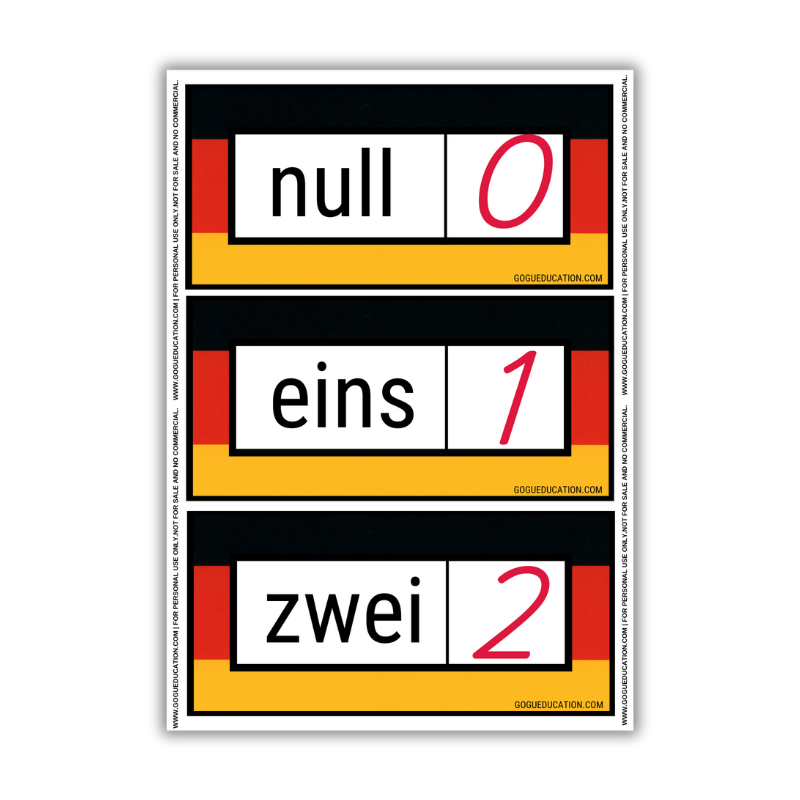 Preview GoguWorksheets.com – How to Count in German Printable Flashcards Gogu Education