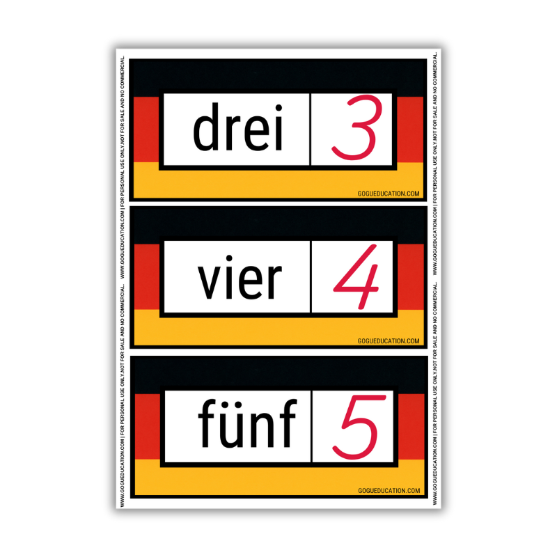 Preview GoguWorksheets.com – How to Count in German Printable Flashcards Gogu Education