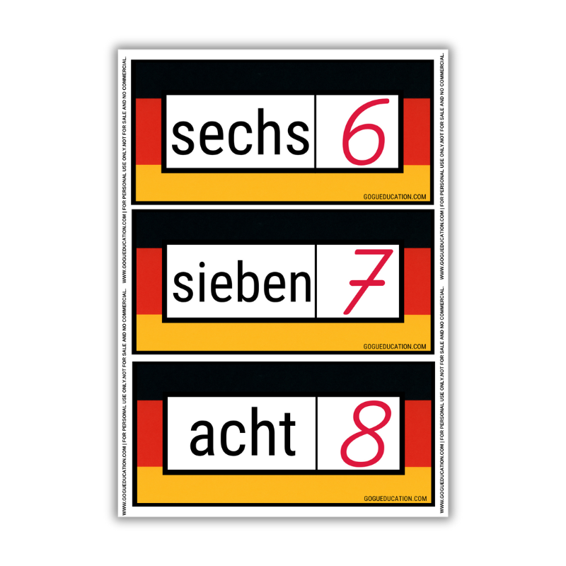 Preview GoguWorksheets.com – How to Count in German Printable Flashcards Gogu Education