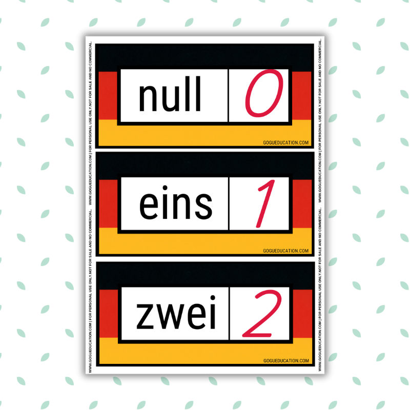 How to Count in German Printable Flashcards
