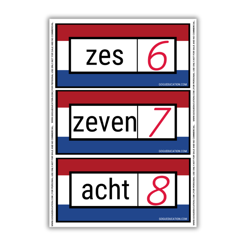 How to count in Dutch - Printable Flashcards