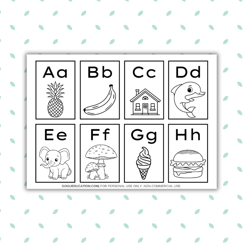 Preview GoguWorksheets.com – Italian Alphabet Letter Coloring Flashcards Gogu Education
