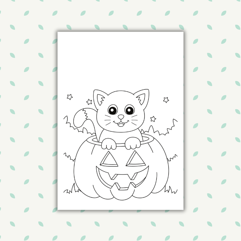 Halloween Coloring Cat Pumpkin