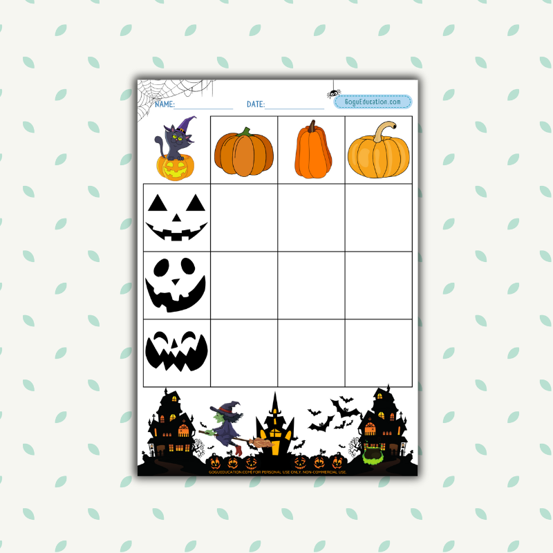 Halloween Pumpkin Math Logic Table Witch Gogu Education