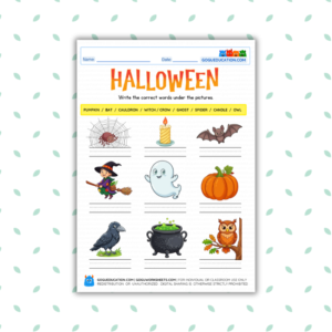 Halloween Worksheet - Write Words