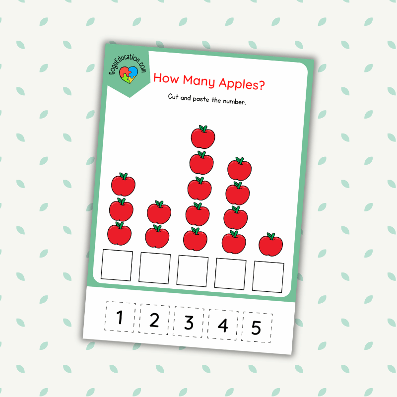 Counting Worksheet Counting Apples Numbers Mathematics Worksheet