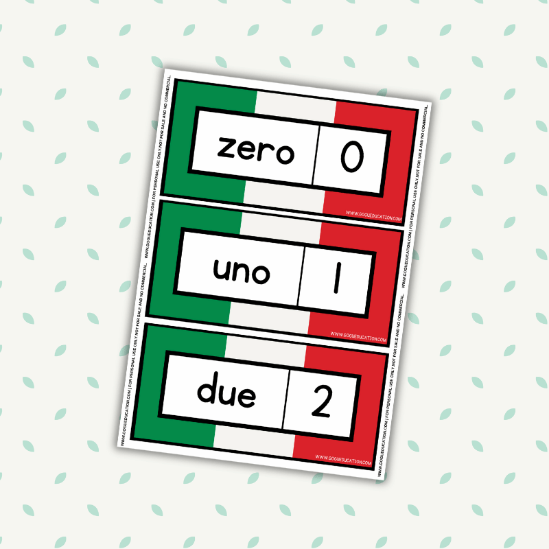 Italian Numbers 0 - 10 Flashcards