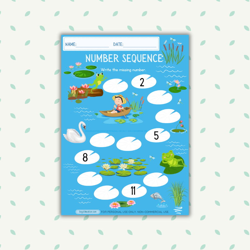 Jumping Frog Number Sequence Mathematics Worksheet