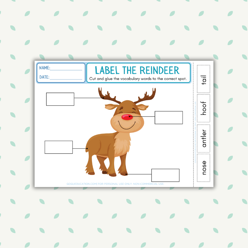 Label the Reindeer Worksheet