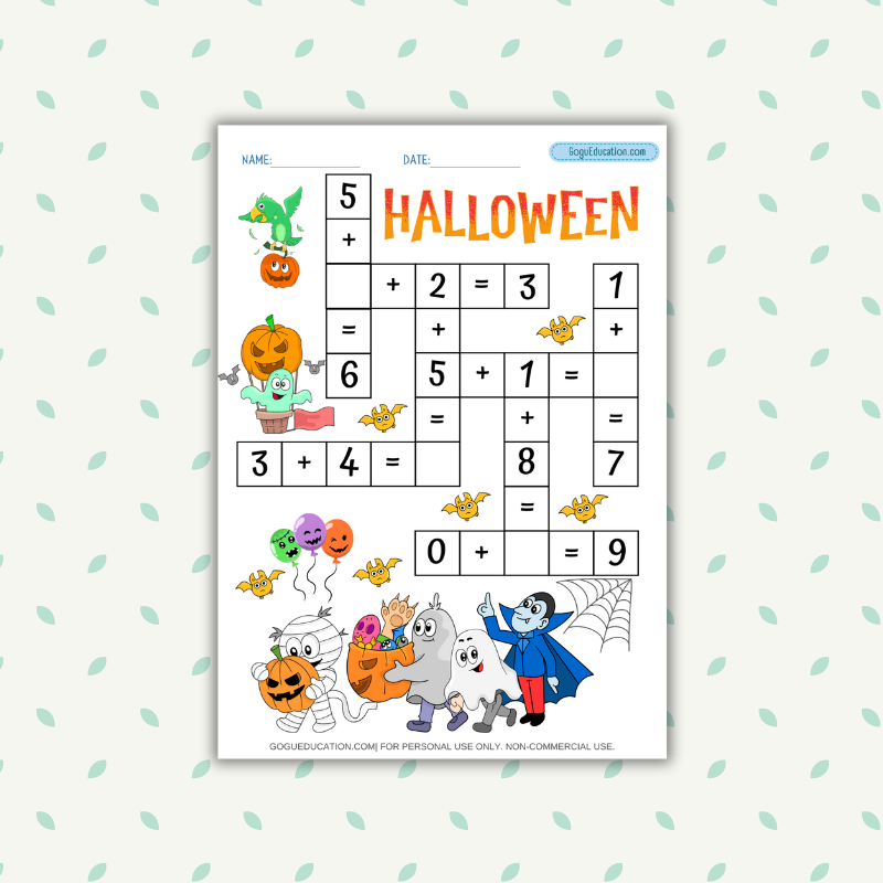 Math Addition Halloween Worksheet