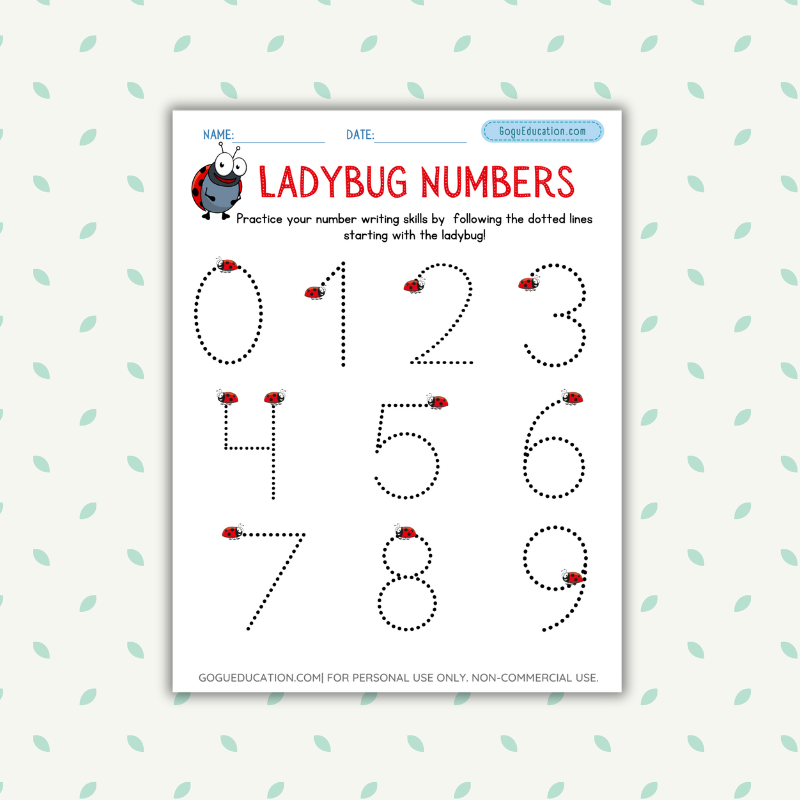 Worksheet Ladybug Number Tracing created by Gogu Education