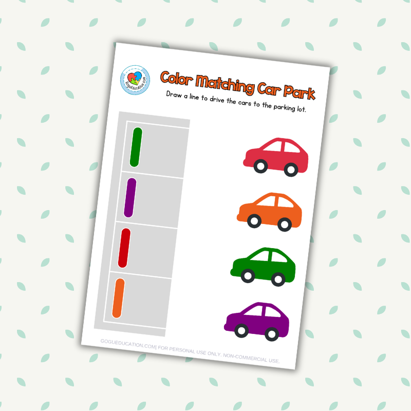 Math Worksheet Car Park Color Matching Worksheet