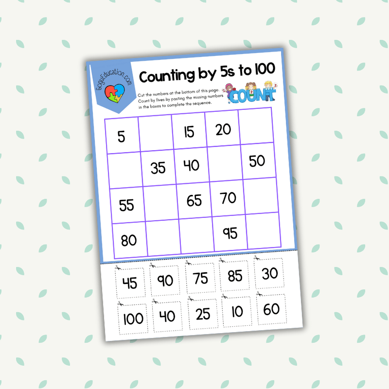 Math Worksheets Counting by 5s to 100