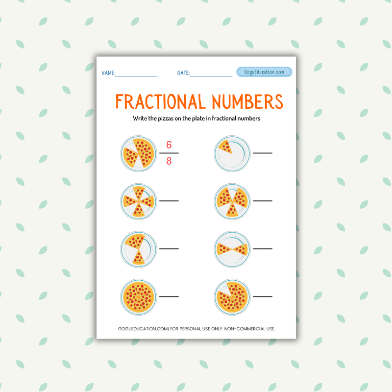 Fractional Numbers Pizza Slice Activity