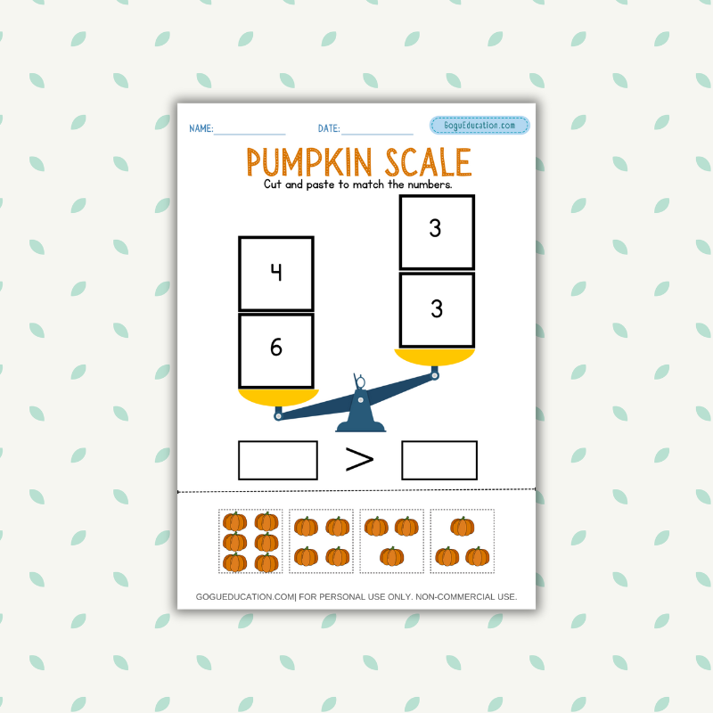 Math Worksheet Pumpkin Scale Math Gogu Education