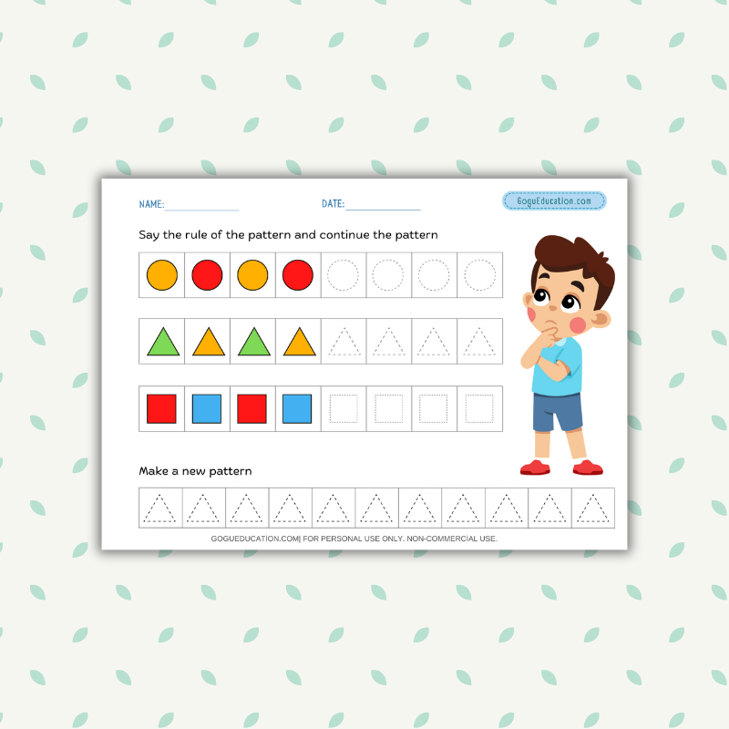 Math Worksheet Rule of the Pattern