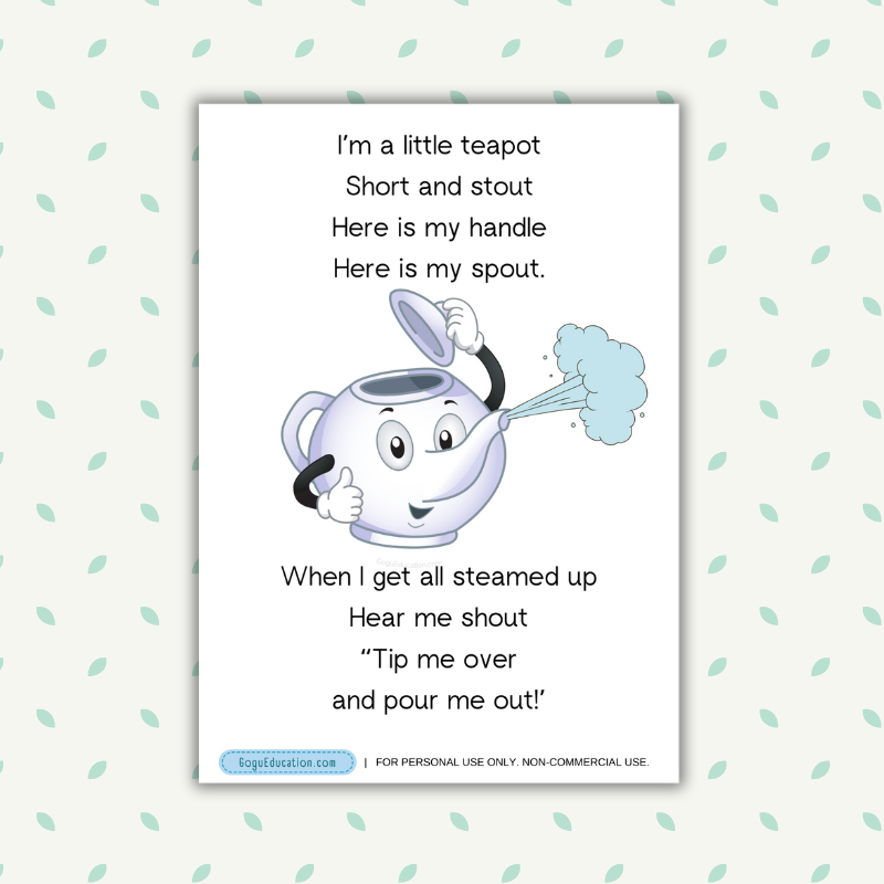 English Nursery Rhyme Little Teapot Gogu Education