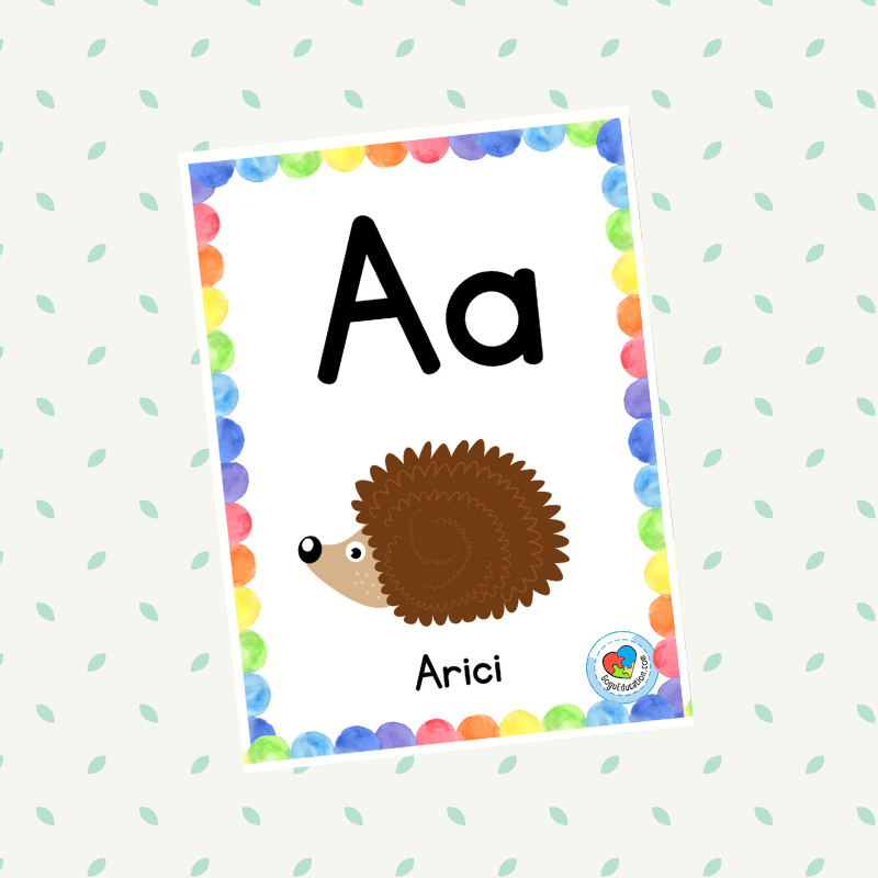 Romanian Alphabet Flashcards Arici