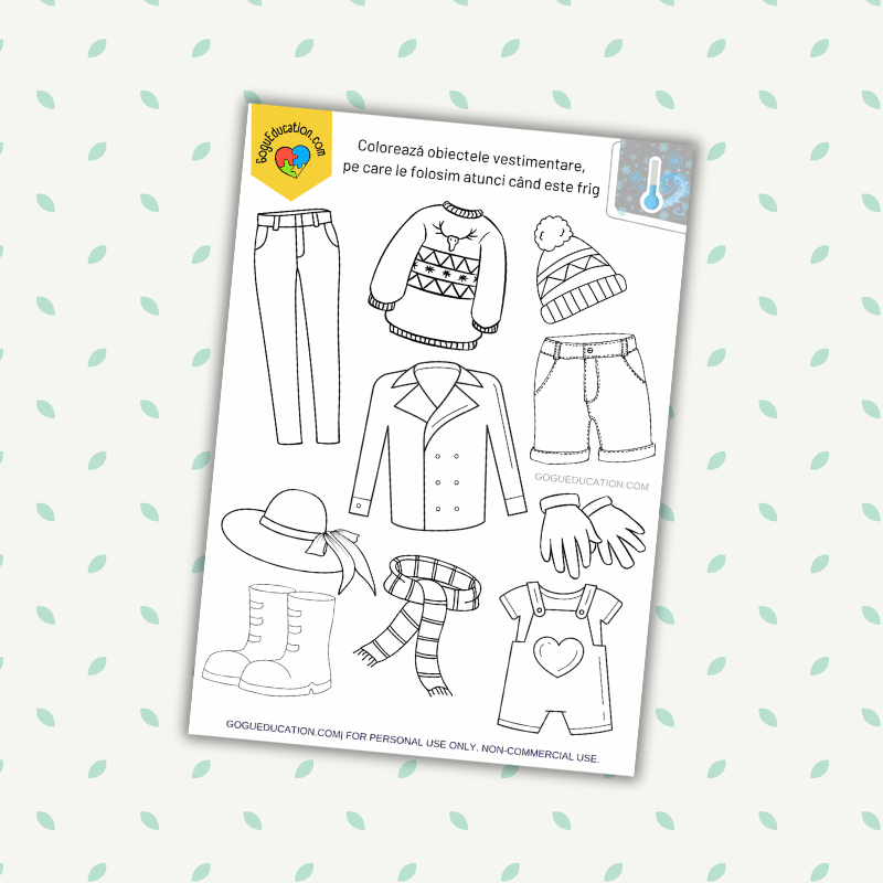 Romanian Coloring Clothes Worksheet