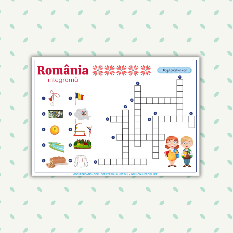 Romanian Worksheet România Crossword Puzzle