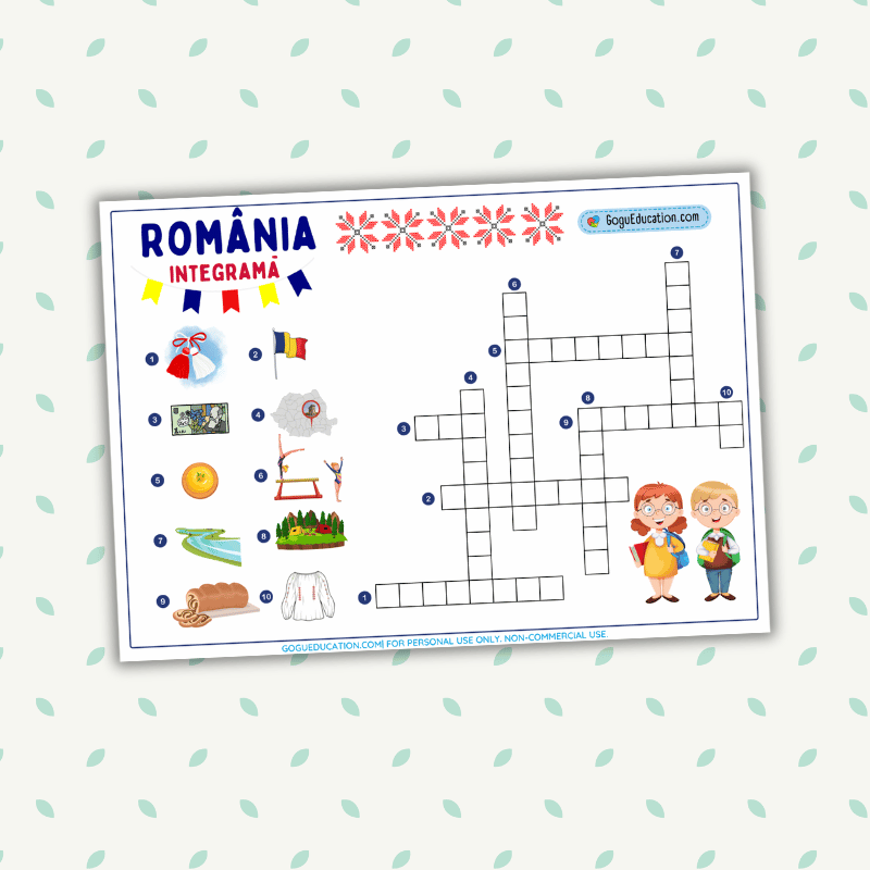 Romanian Worksheet România Crossword Puzzle