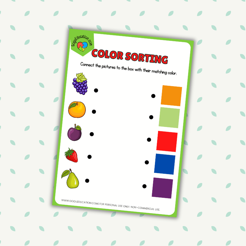 Color Sorting Worksheet for Kindergarten Gogu Education