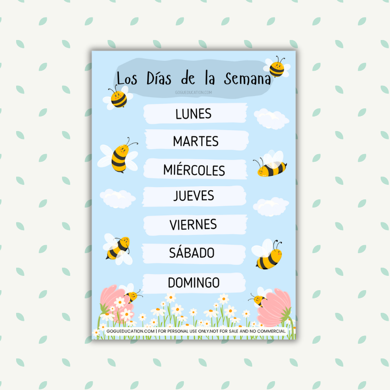 Spanish - Days of the Week - Los Días de la Semana Poster
