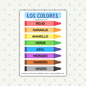 GoguEducation.com - Spanish Vocabulary los Colores Colours Poster