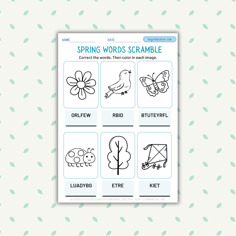 Spring Words Scramble Gogu Education