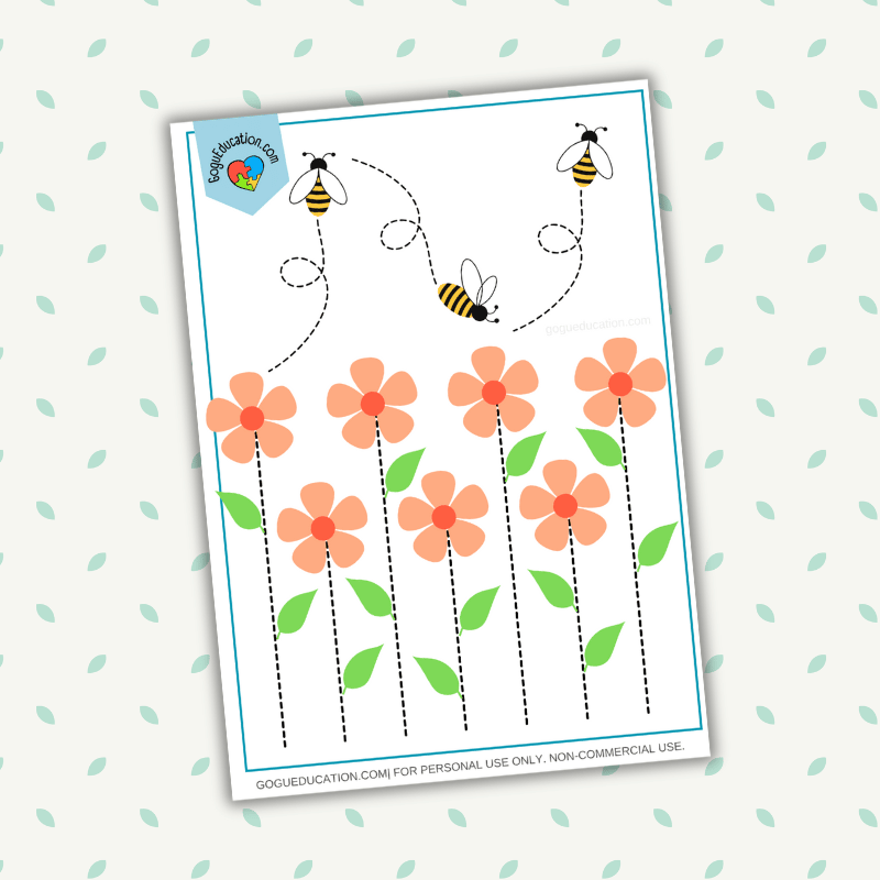 Tracing the Lines Worksheets Bees and Flowers Gogu Education