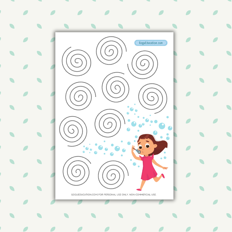 Tracing Worksheet Dotted Spiral