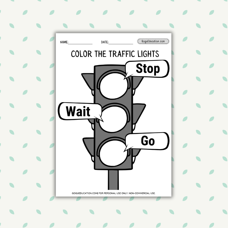 Traffic Lights Worksheet