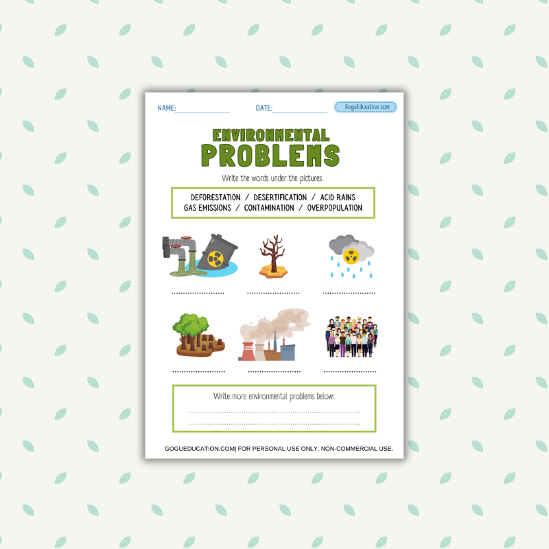 Environmental Problems Worksheet Gogu Education