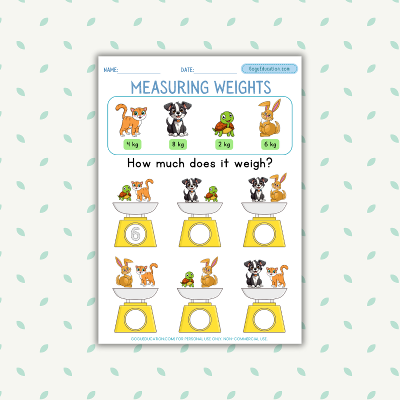 Math Worksheet Measuring Weights Gogu Education